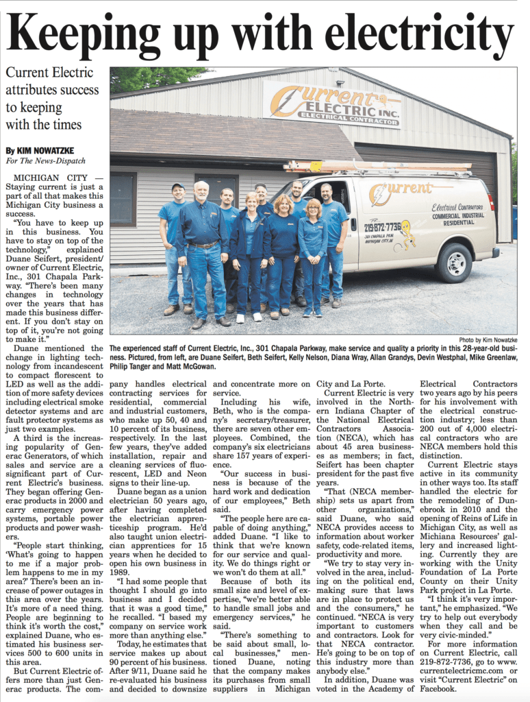 Current Electric Inc News Article